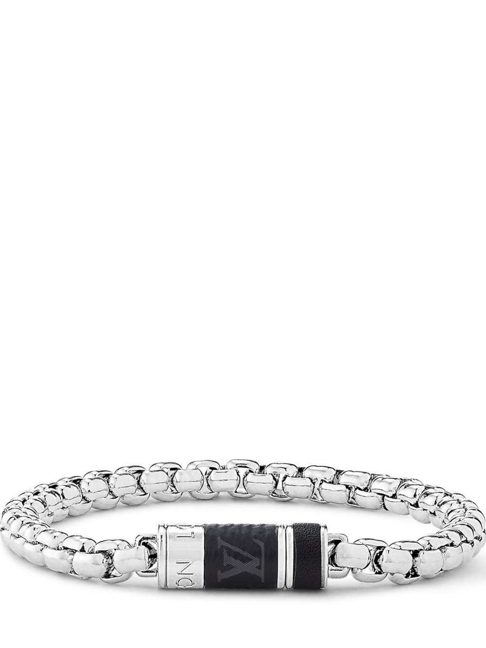 Louis Vuitton Silver and Black Men’s Chain Bracelet